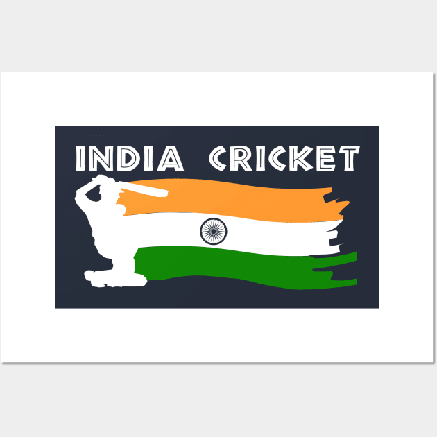 India Cricket With Indian Flag Wall Art by BraaiNinja